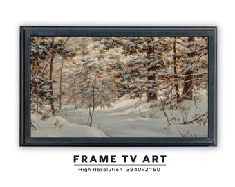 Samsung Frame TV Art. Winter Pines. Vintage Painting Frame TV Art.  Instant Digital Download. Frame TV Size 3840 x 2160.