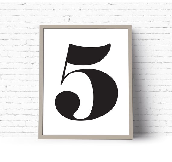 Number five Print, Number 5, 5 Print, Number 5 Art, Printable Number Art,  Number Wall Decor, Black and White Number 5, Minimalist Number