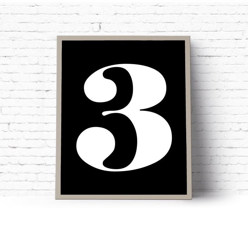 Number 3 Print // Instant Download Printable Art // Typography | Etsy