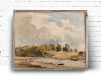 Art Print. Vintage Painting. Low Tide. Instant Download Printable Art.