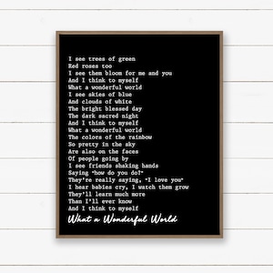 Instant Download Printable Art. What a Wonderful World. Louis Armstrong Song Lyrics. Music Art Print. {DIGITAL PRINT}
