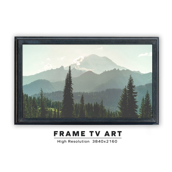 Samsung Frame TV Art. Mount Rainier Washington.  Mountains. Trees.Instant Digital Download. Frame TV Size 3840 x 2160. Landscape Art Print.