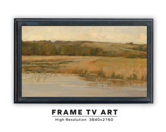 Samsung Frame TV Art. Marshlands. Vintage Coastal Landscape Painting Frame TV Art.  Instant Digital Download. Frame TV Size 3840 x 2160.