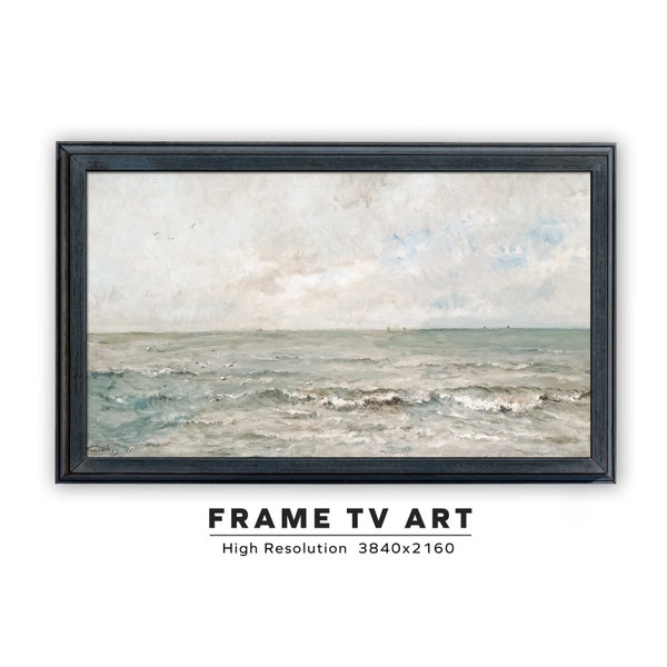 Samsung Frame TV Art. Seascape by Charles-François Daubigny. Vintage Painting. Instant Digital Download. Frame TV Size 3840 x 2160.