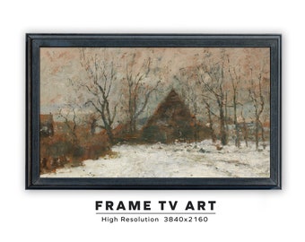 Samsung Frame TV Art. Winter Landscape Painting. Instant Digital Download. Frame TV Size 3840 x 2160.