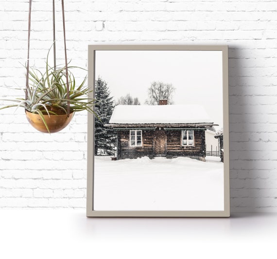 instant download printable art // photography // snowy cabin winter wonderland {DIGITAL PRINT}