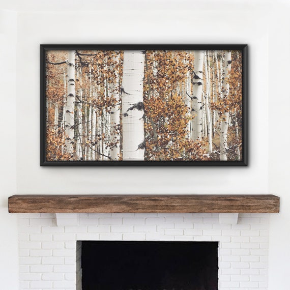 Samsung Frame Tv Art Birch Trees In Autumn Fall Autumn Etsy