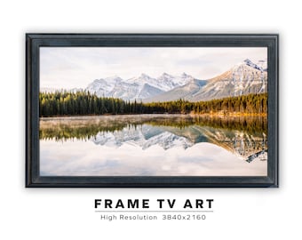 Samsung Frame TV Art. Snow Cap Lake Reflections. Instant Digital Download. Frame TV Size 3840 x 2160. Landscape Photography Art Print.