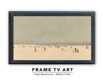 Samsung Frame TV Art. Sand Sea Sky. Vintage Seashore Art Print. Instant Digital Download. Frame TV Size 3840 x 2160. Frame TV Art.