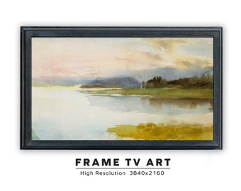 Samsung Frame TV Art. Vintage Landscape Painting. Seashore In The Evening. Instant Digital Download. Frame TV Size 3840 x 2160.