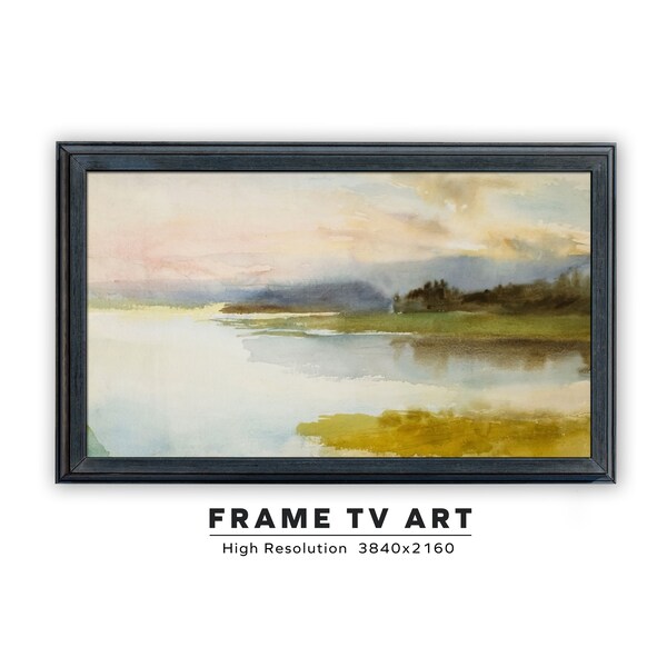 Cadre TV Samsung Art. peinture de paysage vintage. Bord De Mer Dans La Soirée. Téléchargement numérique instantané. Taille du cadre TV 3840 x 2160.