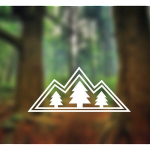 Mountain Decal | Mountain Sticker | Tree Mountain Decal  | Yeti Decal