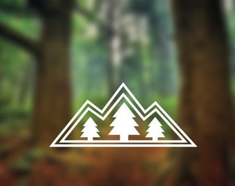 Mountain Decal | Mountain Sticker | Tree Mountain Decal  | Yeti Decal