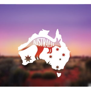 Australia Map Decal with Kangaroo: Aussie Pride Vinyl Sticker