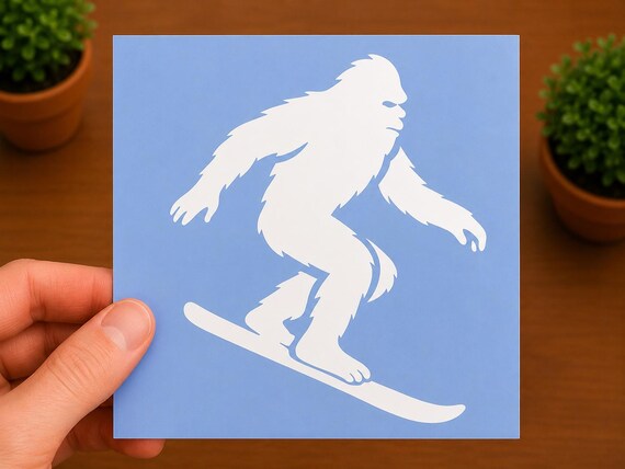 Snowboarding Bigfoot Vinyl Decal | Sasquatch Snowboard Sticker | Funny Winter Sports Gift | Snowboard Lover