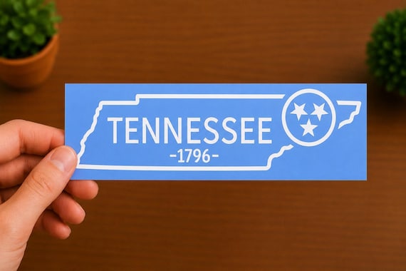 Tennessee State Vinyl Decal | Tennessee Sticker | TN Tri-Star Decal | Tennessee Gift | State Pride