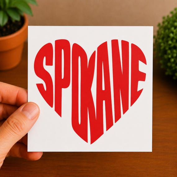 Spokane Heart Decal | Spokane Washington Vinyl Sticker | Washington State Car Window Decal | PNW Pride Sticker