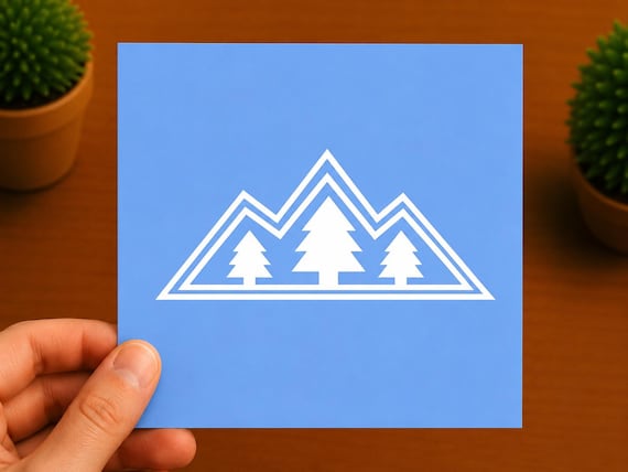 Mountain Forest Vinyl Decal | Pine Tree Sticker | Hiking Camping Outdoor Adventure Car Laptop Decal