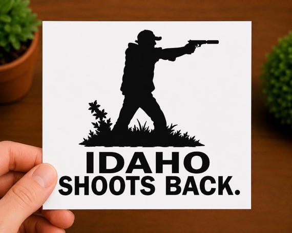 Idaho Shoots Back Vinyl Decal | Idaho Gun Sticker | 2A Vinyl Decal | Second Amendment Window Sticker | Idaho Patriot Gift