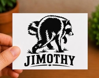 Jimothy Raccoon Vinyl Decal | Funny Raccoon Sticker | Meme Car Decal | Trash Panda Bumper Sticker | Laptop Water Bottle Sticker