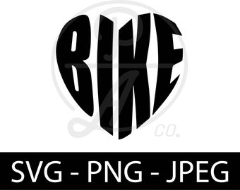 Bike Heart Design: Cycling SVG PNG JPEG for Cricut, Silhouette (Digital Download)