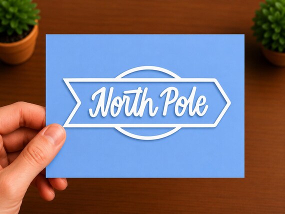 North Pole Vinyl Decal | Christmas Sign Sticker | Santa Claus Decor | Holiday Gift