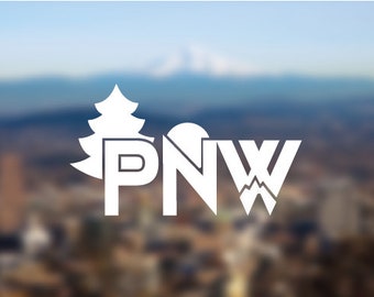 PNW Vinyl Decal | Pacific Northwest Sticker | Mountain Tree Decal | Outdoor Adventure Gift