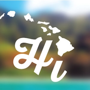 Hawaii HI Decal | Island Vinyl Sticker for Cars, Laptops, Water Bottles | Hawaiian Travel Souvenir & Surf Gift