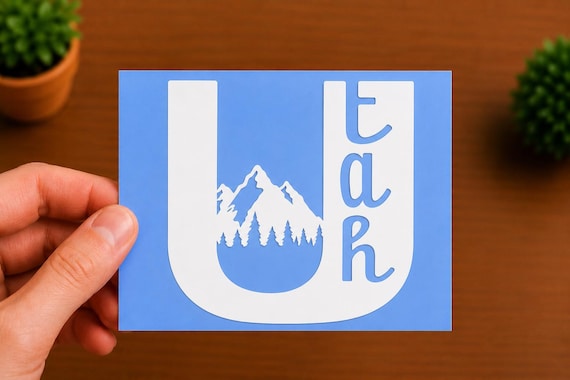 Utah State Outline Vinyl Decal | Utah Mountain Sticker | Utah State Decal | Utah Souvenir Gift