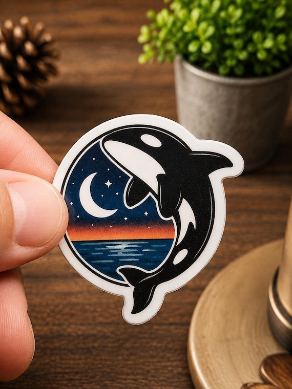 Orca Sticker | Killer Whale Vinyl Sticker | Pacific Northwest Ocean Decal | PNW Whale Sticker | Marine Life Coastal Gift