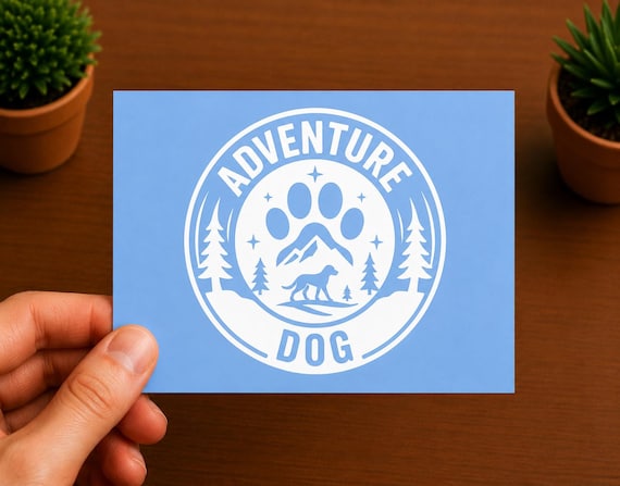Adventure Dog Paw Print Vinyl Decal | Hiking Dog Sticker | Mountain Dog Decal | Outdoor Adventure Gift