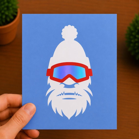 Skiing Bigfoot Decal | Sasquatch Ski Sticker | Bigfoot Ski Goggles Vinyl Decal | Funny Yeti Winter Sticker | Skier Gift