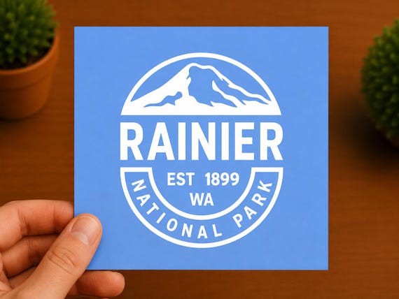Mount Rainier National Park Vinyl Decal | Washington Sticker | PNW Hiking Gift | Mountain Adventure Decal