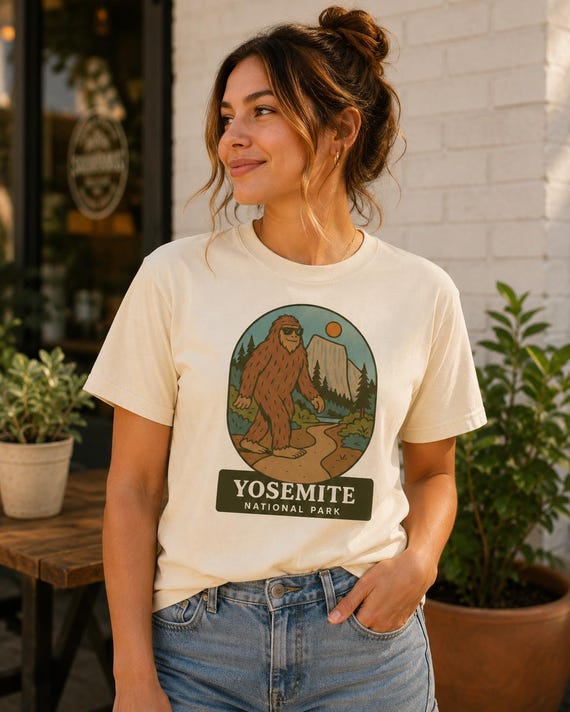 Yosemite Bigfoot Comfort Colors Shirt | Sasquatch Hiking Tee | California National Park T-Shirt