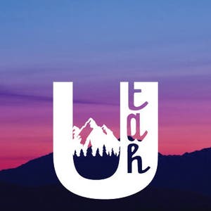 Utah State Aufkleber | Weißes Vinyl, Bergszene