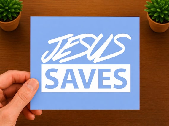 Jesus Saves Vinyl Decal | Christian Sticker | Faith Gift | Religious Decal
