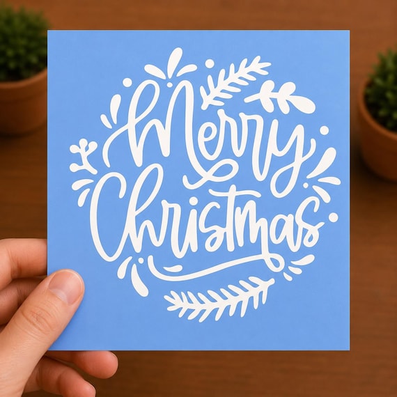 Merry Christmas Vinyl Decal | Christmas Wreath Sticker | Holiday Decor | Christmas Gift