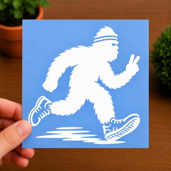 Running Bigfoot Decal | Sasquatch Runner Vinyl Sticker | Funny Bigfoot Running Decal| Trail Running Gift | PNW Runner Car Window Decal