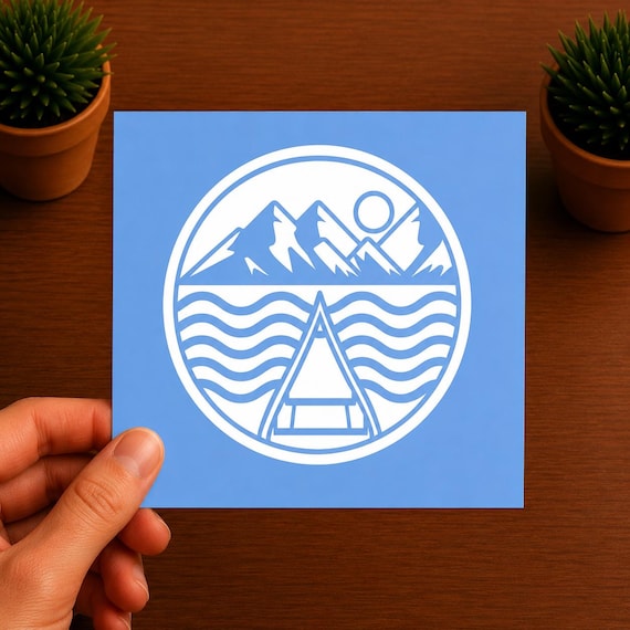 Canoe Mountain Vinyl Decal | Lake Adventure Sticker | Camping Outdoor Decal | Canoe Lover Gift