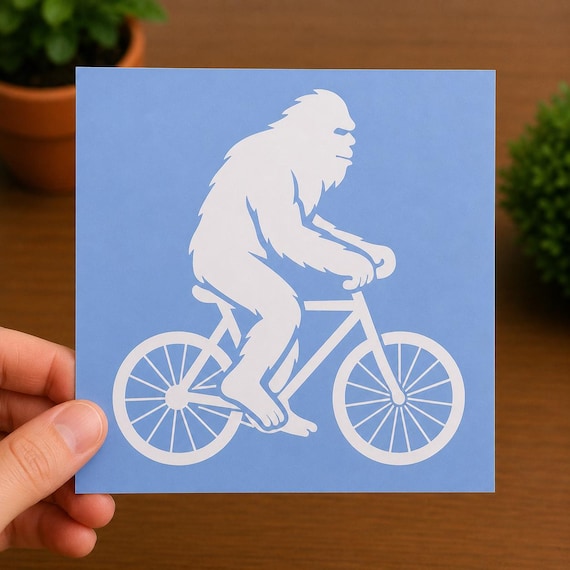 Bigfoot Bicycle Vinyl Decal | Sasquatch Cycling Sticker | MTB Bike Decal | Outdoor Adventure Gift