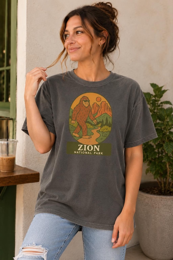 Zion National Park Bigfoot Comfort Colors Shirt | Sasquatch Hiking Tee | Utah National Park T-Shirt