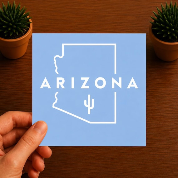 Arizona State Outline Vinyl Decal | Arizona Sticker | Desert Cactus Car Window Laptop Water Bottle Decal | Arizona Gift