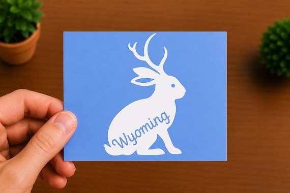 Wyoming Jackalope Vinyl Decal | Mythical Rabbit Sticker | Wyoming Travel Souvenir