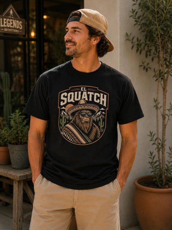 Bigfoot Mexican Style Comfort Colors Shirt | El Squatch T-Shirt | Funny Sasquatch Adult Tee | Cryptid Shirt | Hiking Gift