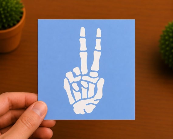 Skeleton Hand Peace Sign Decal | Gothic Halloween Sticker | Boho Vinyl Decal