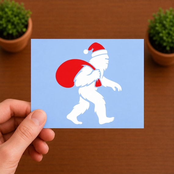 Christmas Bigfoot Vinyl | Santa Sasquatch Sticker | Holiday Winter Car Decal