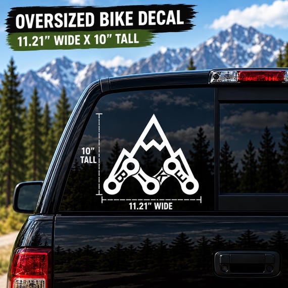 Large MTB Mountain Vinyl Decal | Cycling Sticker | Road Bike Decal | PNW Adventure | Truck Window Sticker