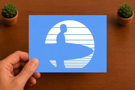 Surfer Sunset Vinyl Decal | Surfing Sticker | Beach Life Decal | Ocean Lover Gift