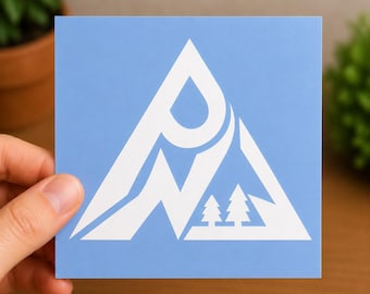 PNW Mountain Vinyl Decal | Pacific Northwest Nature Sticker | Minimalist Car Window Decal | Outdoor Adventure Gift