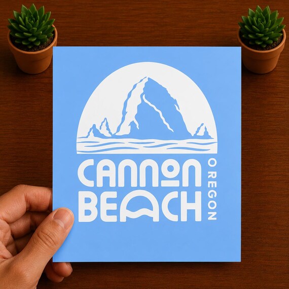 Cannon Beach Oregon Vinyl Decal | Haystack Rock Sticker | Oregon Coast Car Window Decal | PNW Laptop Tumbler Sticker | Beach Gift